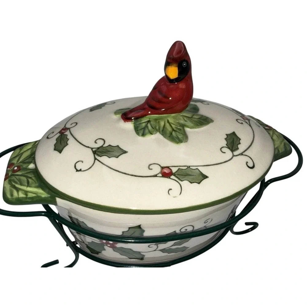 Temp-tations by Tara Cardinal Holly Mini Bakers Set of 2 with Lids and Racks 9oz